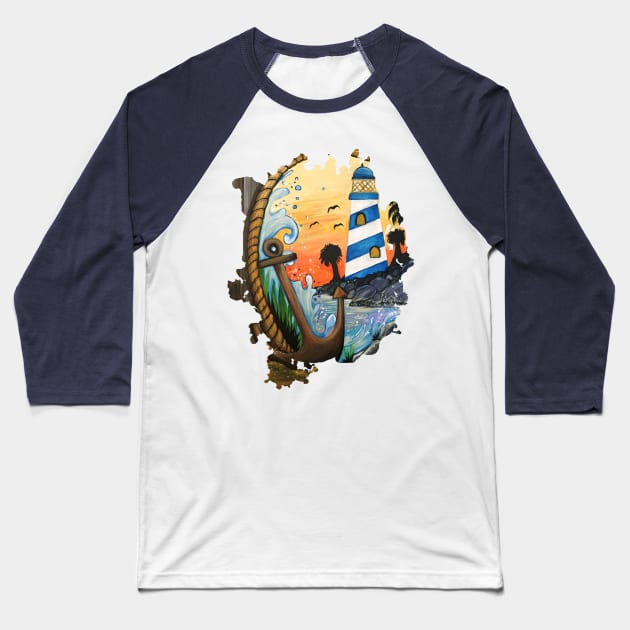 Light House View Baseball T-Shirt by adamzworld